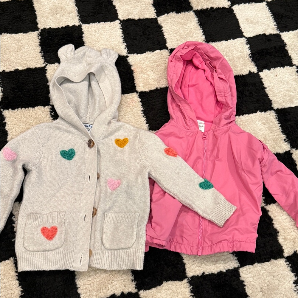 Old Navy Gray Heart Cardigan and Pink Hoodie Set